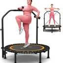 ANCHEER 48" Foldable Rebounder Trampoline for Adults/Kids with Resistance Bands and Bungees, Indoor & Outdoor Mini Trampoline with Bar and Safety Padding - Max Load 450lbs (Orange)