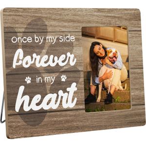 Pet Memorial Gifts for Loss of Dog, Sympathy Picture Frame, Once by My Side Forever in My Heart, 4x6 Inch Photo