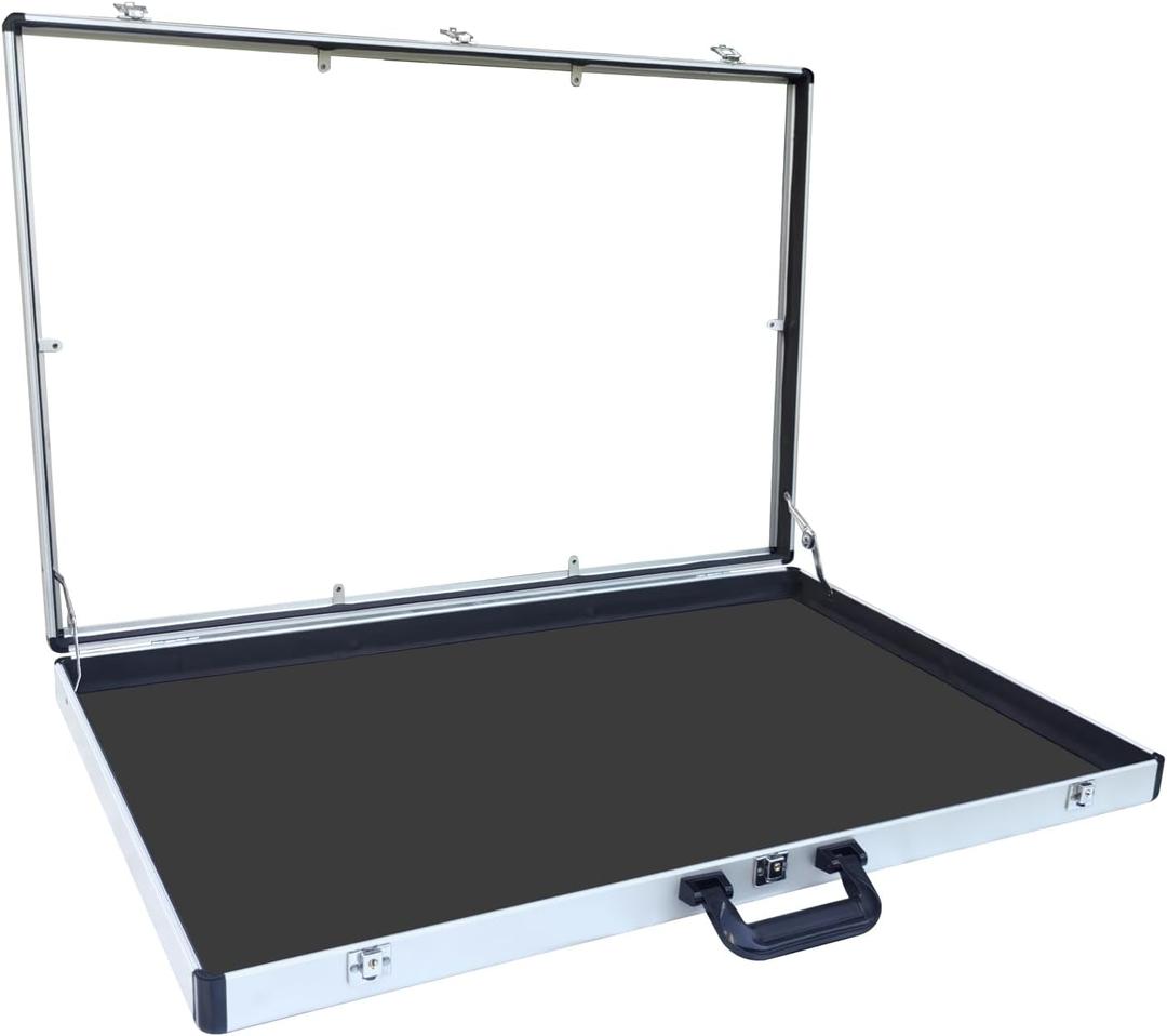 Portable Aluminum Trade Show Display Case with Polycarbonate Panels Lockable 32"x22" Jewelry/Collectible Display Case