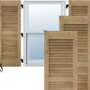 15"W x 50"H Americraft Two Equal Louver Exterior Real Wood Shutters (Per Pair), Unfinished