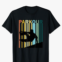 Vintage Style Parkour Silhouette T-Shirt, M