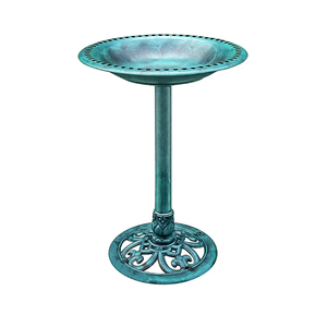 VIVOHOME 28 Inch Height Polyresin Lightweight Antique Outdoor Garden Bird Bath Green