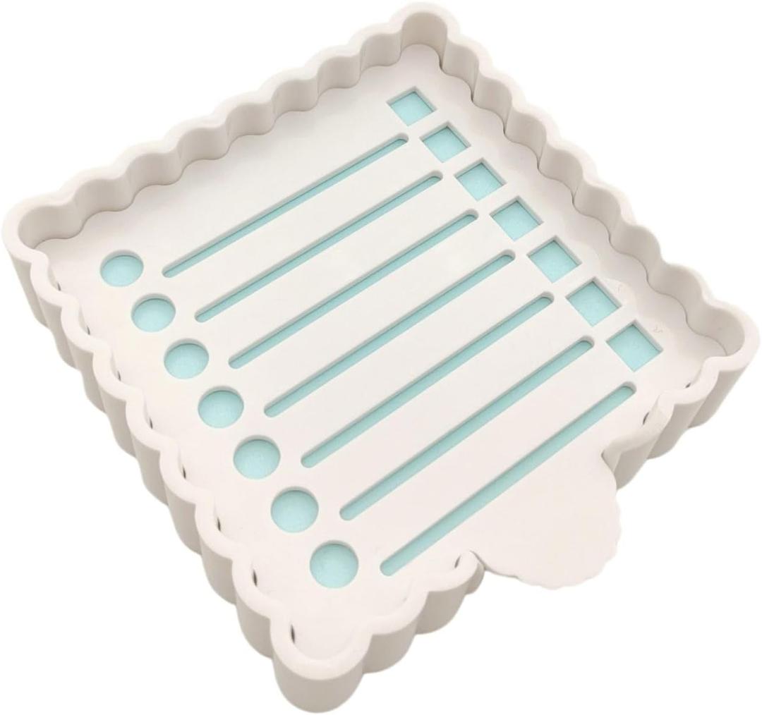 Sticky Notes Holder Cute with Stencil, Wavy Self-Stick Notepad Holder, Note Dispenser for Desk, Sticky Notes Organizer (White)