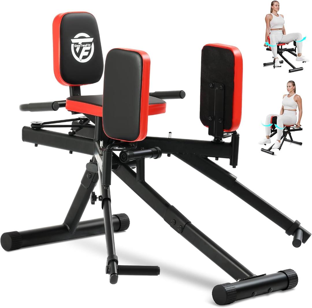 2 in 1 Hip Abductor/Adductor Machine, Thigh Master Trainer for Women Men, Glute Machine Inner/Outer Thigh Exercise Workout Equipment for Home Gym (Black Red)