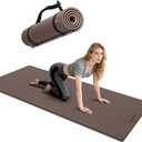Yoga Mat Thick8mmExercise Mat Non Slip Anti-tear,Pilates Mat for Men and Women,Workout Mats for Home,Barefoot Workouts and Floor Exercise,with Carrier Strap(71"x 24" ) (Light coffee + apricot)