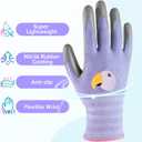 ANDANDA Kids Gardening Gloves, Nitrile Coated Children Yard Work Gloves with Grip, Suitable for Toddlers, Children, Girl, Boy (6XL(Age9-12), Purple)