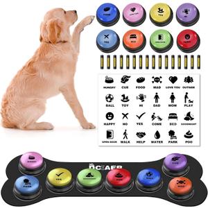 Dog Buttons for Communication,Talking Buttons for Dogs,8 Recordable Sound Buttons + 24 Scene Patterns + 1 Dog Button Mat+ 16 AAA Batteries30 Seconds Dog Buttons for Pet Sound Training Toy
