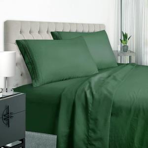 EaseHome Dark Green King Size Bed Sheet Set -Deep Pocket Sheet King Sets 18 inches Mattress 4 Piece - Premium Bedding Sheets & Pillowcases Collection - Extra Soft