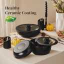 Redchef 16pcs Ceramic Pots and Pans Set Non Stick, Nonstick Kitchen Cookware Set with Detachable Handle, Non Toxic, PFAS PFOA & PTFE Free, RV Cookware Set for Camping, Dishwasher/Oven Safe (Black)