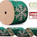 4 Inch Green Velvet Wired Ribbon 10 Yards Snowflake Metallic Crushed Velvet Christmas Ribbon for Gift Wrapping Christmas Tree Decoration Crafts Wreaths Supplies-Continuous (Green, 4"-10 Yard)