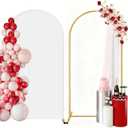 Metal Arch Backdrop Stand and Cover Set 6.6 ft, Wedding Arch Stand with White Cover for Party, Birthday, Wedding, Bridal Shower, Baby Shower (White, 6.6 ft)