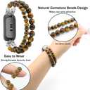 C&L Accessories Bracelets Compatible with Fitbit Inspire 3 Bands for Women Beaded Wristband Adjustable Gemstone Replacement Straps