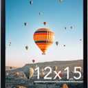 JCJMY 12x15 inch Picture Frame, Horizontal and Vertical Formats for Wall Hanging, 12 x 15 Wall Gallery Poster Photo Frame with Shatter Resistant Plexiglass, Black