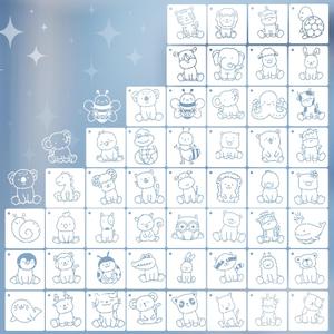 3 Inch Cute Animal Stencils for Crafting, 50pcs Reusable Nature Designs for Painting on Wood, Canvas, Fabric, Coasters, Wall Decor