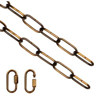 Helunsi Lighting Chain, 6 Feet Gold Bronze Light Fixture Chain, Metal Chandelier Chain Extension with Connection Link Lock, Heavy Duty Hanging Chain Lamp Fixture Pendant Ceiling Decorative Kit - 6'