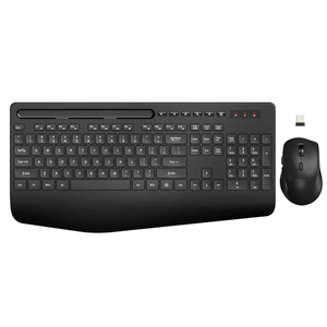 Wireless Keyboard and Mouse Combo - Full-Sized Ergonomic Keyboard with Wrist Rest, Phone Holder, Sleep Mode, Silent 2.4GHz Cordless Keyboard Mouse Combo for Computer, Laptop, PC, Mac, Windows,White