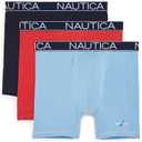 Nautica mens 3-pack Cotton Stretch Limited Edition Boxer Briefs (Medium, Aero Blue/Nautica Red/Peacoat)