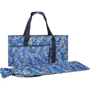 Empty Mahjong Bag,Thickened Blue Printed American Mahjong Set, Tiles Bag and Mahjong Racks&Pushers Drawstring Bag Included (Case Only)