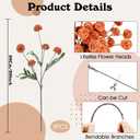 Artificial Chrysanthemum Flowers, Brunt Orange Faux Flower for Pottery Vase, Fake Silk Kiku Mums Pompom Ball Flowers Plants for Autumn Halloween, 8Pcs Floral Stems Centerpiece Arrangements Home Decor