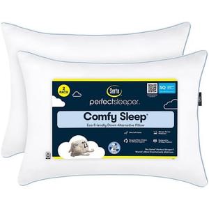 Serta Perfect Sleeper Comfy Sleep Eco-Friendly Bed Pillow, 2 Pack, Queen Size