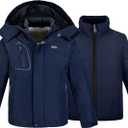 wantdo Boy's Ski Jacket Waterproof 3 in 1 Snow Coat Warm Fleece Winter Coat (6-7, Navy)