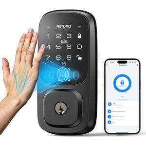 NUTOMO Palm Vein Smart Lock: Keyless Entry Door Locks Built-in WiFi Keypad Electronic Digital Deadbolt with APP Remote Control for Home Support Alexa/Rechargeable Battery/BHMA Grade 3/SP300/Black