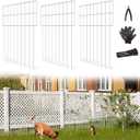 25 Panels Garden Fencing Animal Barrier, 17" X 13" Dog Dig Fence Barrier, 1.25in Gap Rustproof Metal Stakes Decorative Garden Fence, Ground Defense Border for Outdoor, Yard, Patio, White