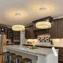 Modern Chandelier for Dining Room Dimmable LED Pendant Lights for Kitchen Island Lighting Silver Ring Crystal Chandeliers for Bedroom Entrance Living Room, Ring 12"