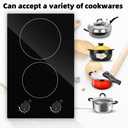 12 Inch Electric Cooktop 2 Burner, Built-in Stove, Electric Radiant Cooktop with Knob Conrol, Residual Heat Indicator, 9 Power Level, Over-Heat Protection, 220V Hard Wire(No Plug)