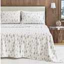 Great Bay Home Flannel Sheet Set Full Size - 100% Turkish Cotton, Double-Brushed, Lodge-Printed Bed Sheets - Ultra-Soft, Cozy, 4-Piece Bedding Set (Truckee - Grey) Queen