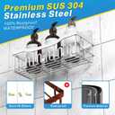 EUDELE 5-Pack Rustproof Stainless Steel Shower Caddy Set No Drill Adhesive Bathroom Organizer, Space-Saving Shower Shelves for Apartment Essentials, Bathroom/Kitchen Storage Home Decor-L Size
