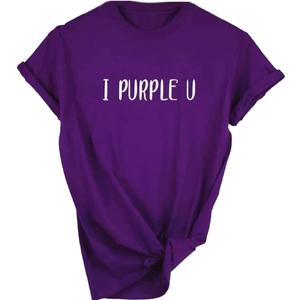 Tshirts for Bangtan Boys Women Sleeve I Purple You Letter Printed T-Shirt for Korean Pop Merchandise Purple Color (Large)