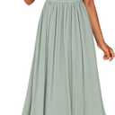 ZESICA Women's Summer Sleeveless Midi Dress 2026 Strapless Ruched A Line Flowy Wedding Guest Party Beach Long Dresses (M)