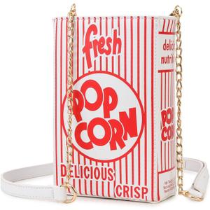 Novelty Fashion Women Crossbody Bag, Popcorn Box Style Clutch Bag for Girl Handbag Shoulder Bag Purse (Red)