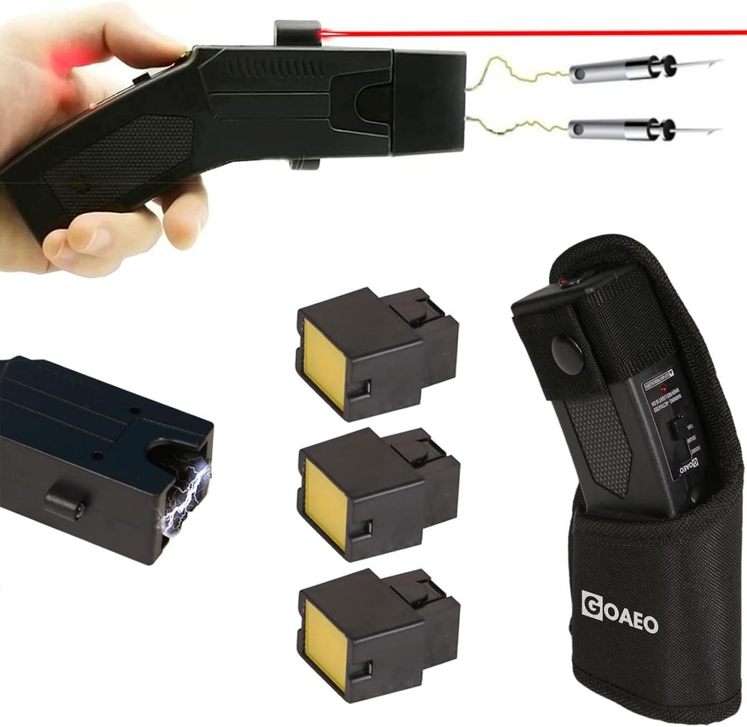 GOAEO Self-Defense Heavy Duty Stun Gun for Men & Women, 15 Foot Range, 1.80 µC Painful Charge, LED Flashlight, Safety Switch