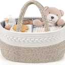Maliton Extra Large Diaper Caddy Organizer, Cotton Rope Nursery Basket, Portable Organizer for Changing Table, Car, Diaper Storage for Baby Stuff for Newborn