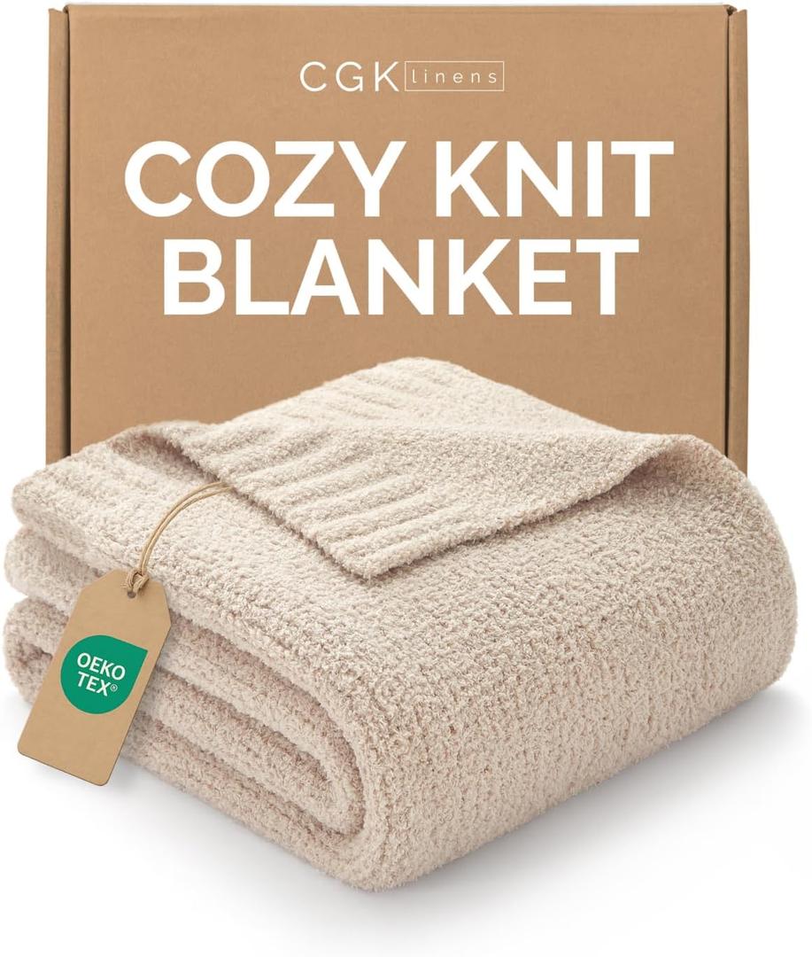 Oatmeal Throw Blanket - Super Soft Throw for Couch, Bed, Sofa, Chair - Lightweight, Warm, Double Sided Knit - All Season Cozy, Fuzzy, Anti-Static Plush Blanket for Women, Bedroom, Home Decor, 50x60