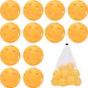 3 PCS Practice Baseball Ball Hollow Plastic Softball Hockey Training Ball with Drawstring Pocket, for Indoor and Outdoor Baseball Training (2.83 inch Diameter) (Yellow)