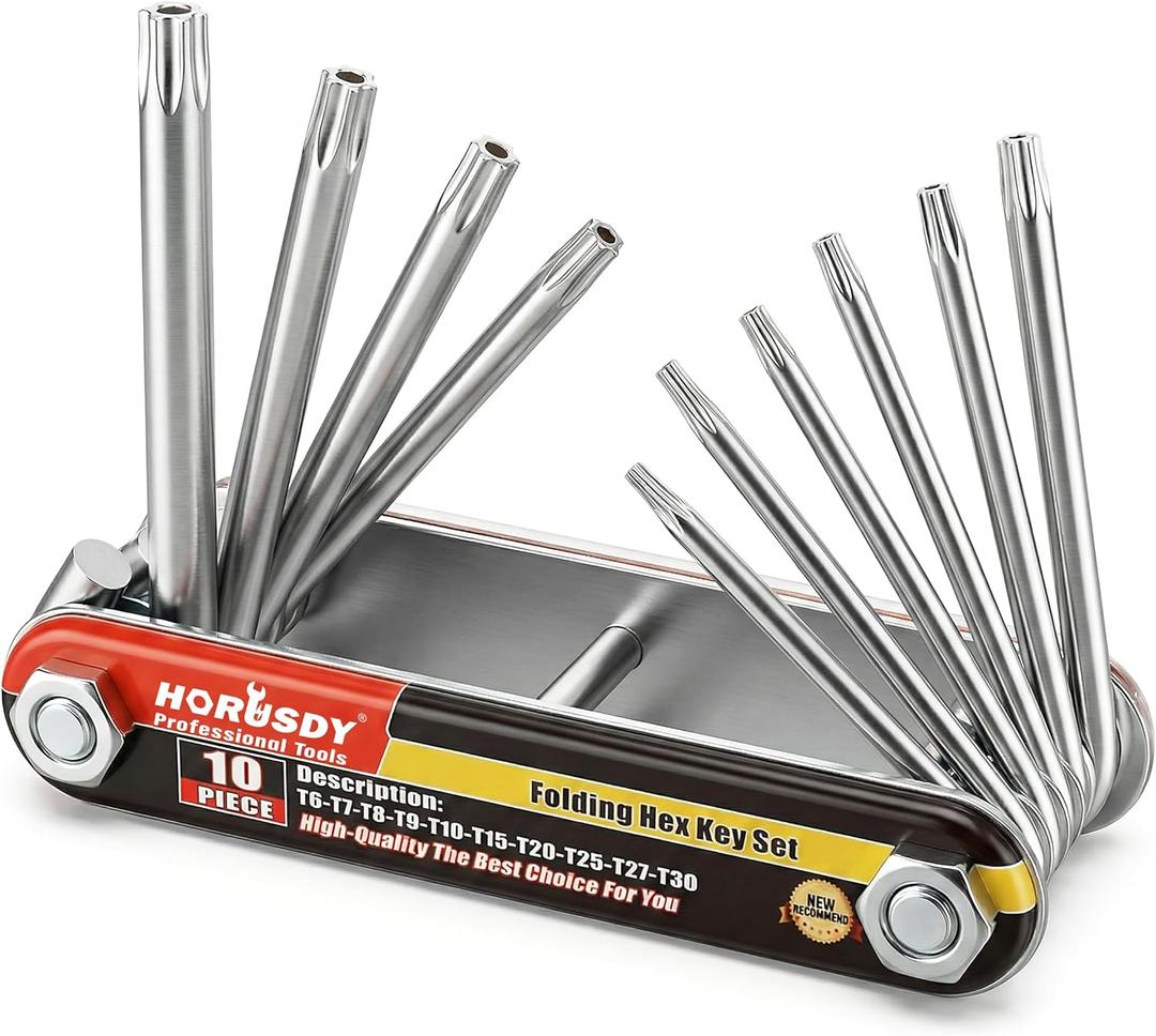 HORUSDY Tamper Proof Star Key Set (Folding) Security Torx Key Set Sizes Include T-6 to T-30