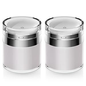 Airless Pump Jar, 1.7 oz Airless Pump Bottles, Travel Lotion Container  Vacuum Dispenser for Cream  Leak-Proof TSA-Friendly Design Keeps Cream Fresh  Multi-Purpose for Lotion, Sunscreen (2 Pack)