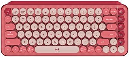 Logitech POP Mechanical Wireless Keyboard with Customizable Emoji Keys, Durable Compact Design, Bluetooth or USB Connectivity, Multi-Device, OS Compatible - Heartbreaker Rose