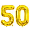 6 x Giant Gold Number 50 Balloons, 40 Inch Jumbo Number 50, Large Foil Mylar Balloons for Girls Women 50th Birthday Party Decorations, 50 Anniversary Events Decorations