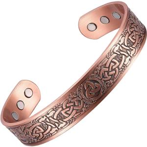 Copper Bracelet for Men 99.9% Pure Copper Magnetic Bangle with 6pcs 3500 Gauss Magnets, Copper Magnetic Bracelet for Men Copper Bracelets Jewelry Gift Gifts for Men Dad