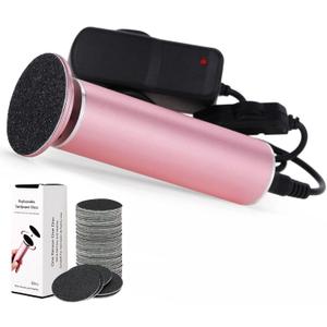 Electric Foot File Callus Remover for Feet, Adjustable Speed Foot Sander Grinder Professional Pedicure Tools for Dead Skin Heel Calluses with Replaceable Sandpaper Discs (Upgraded FCR-1 Pink)