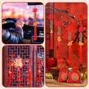 24 Pcs Chinese New Year Snake 2025 Lunar New Year Decorations fengshui Coins Red Tassel Ornaments with Wealth Success Good Luck Hanging Decorations for Gifts Home Car Decor