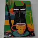 Bgraamiens -Coffee Cat- Modern Art Cartoon Whimsical Cat 1000 Pieces Puzzle for Adult