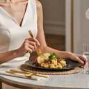 HIKAA Forged Silverware Set Stainless Steel Flatware Set,Service for 8,Matte Satin Polished Cutlery Set,Dishwasher Safe (Gold, 40PCS)