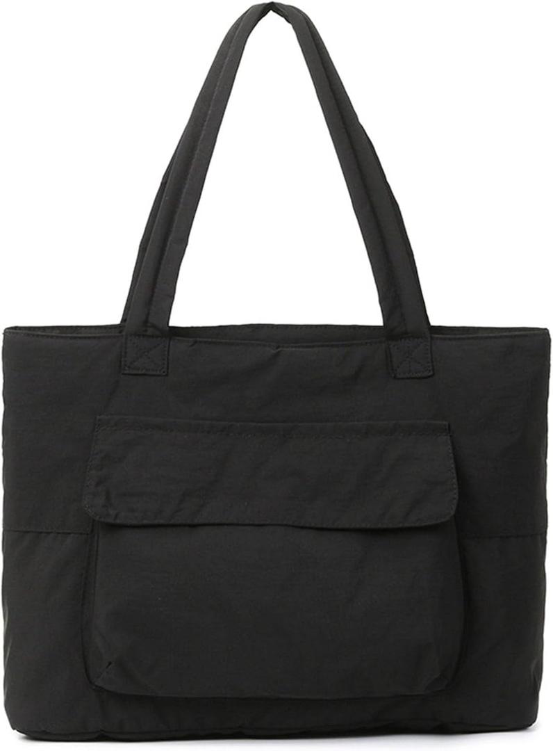 Puffer Tote Bag for Women, Lightweight Tote Handbag with Compartments, Quilted Shoulder Bag for Work Travel Sport (02-style 2)