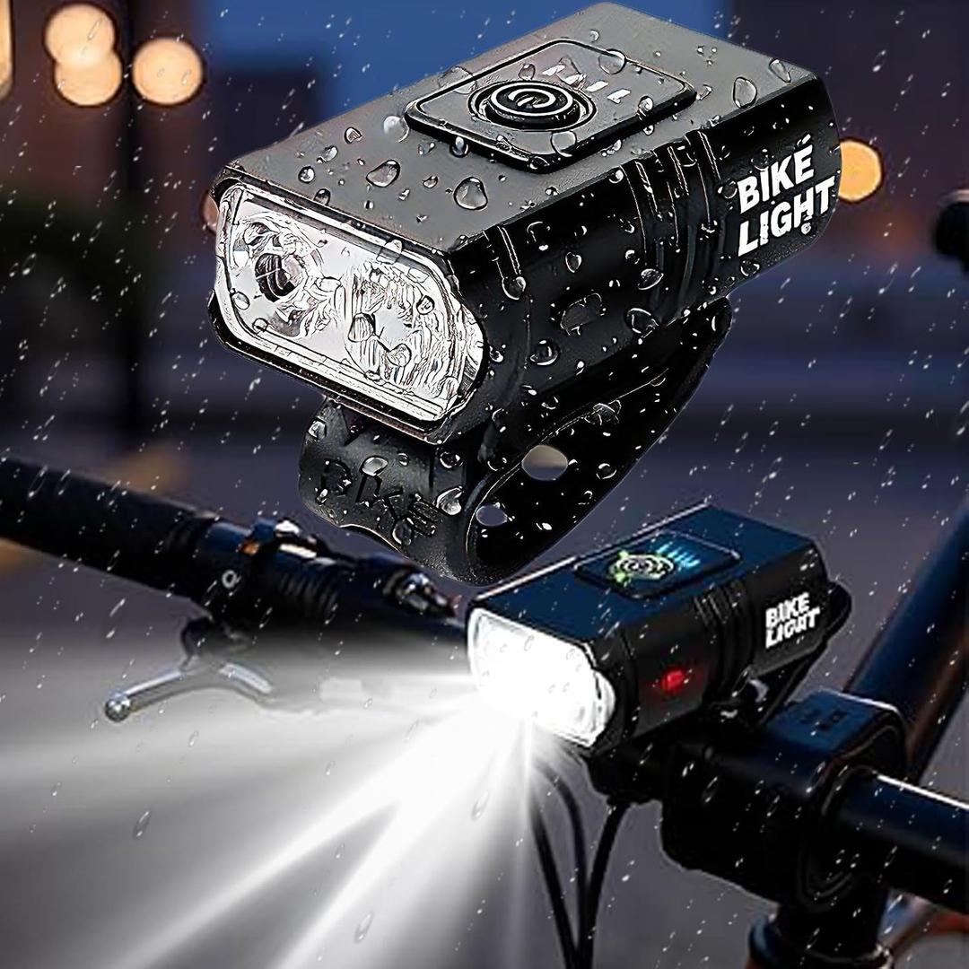 Bike Headlight, Bike Lights for Night Riding, Waterproof Aluminum Alloy, 1000LM T6X2 High Beam, Handlebar Mount with Mounting Strap, Front Bicycle Light for Road Cycling, Mountain Biking