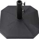 Helios&Hestia 40 lb Square Plastic Built-in Cement Outdoor Umbrella Base, Heavy Duty Concrete Stand Weight for Patio Market Table Umbrella, Black